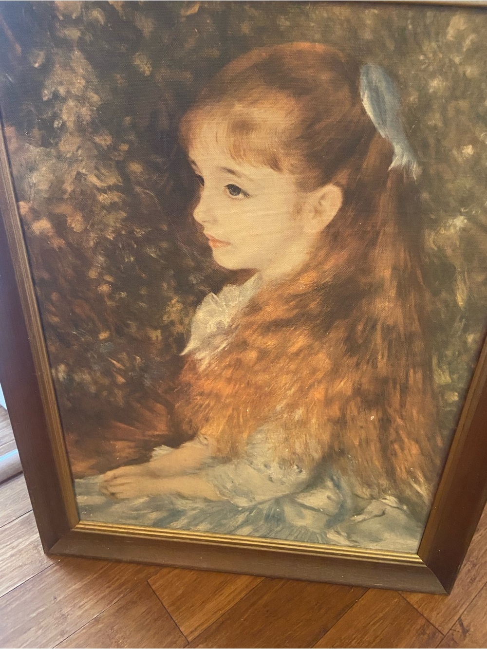 Vintage-Style Portrait of Print by Renoir of a Beautiful Girl with Red Hair